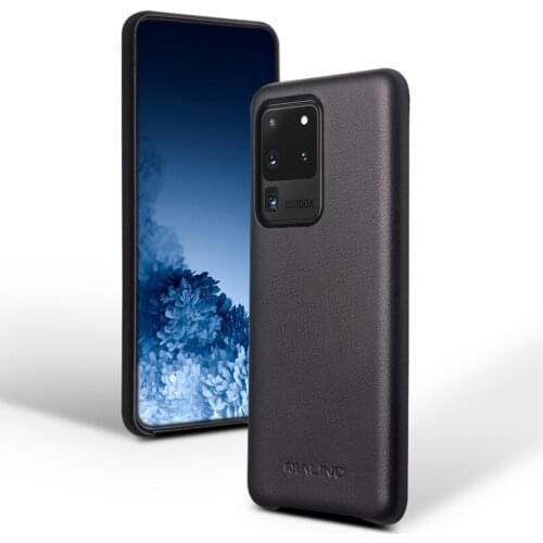 Qialino Stylish Genuine Leather Phone Case For Samsung Galaxy S20+ Plus 5g 6.7 Inch Handmade Ultra Slim Back Cover For S20 Ultra