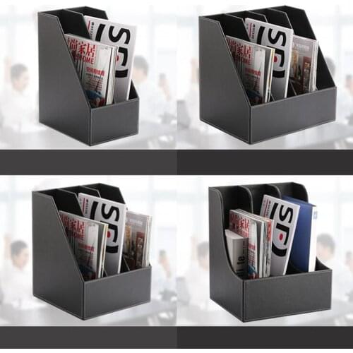 Executive Leather Vertical File Folder Holder Office Product Organizer Store Files Notepad Book Sturdy Cardboard Magazine Holder