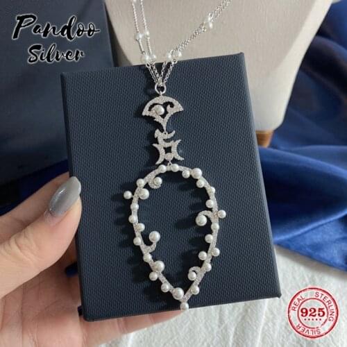 High Quality S925 Sterling Silver Jewelry 1:1 Copy,Moon And Stars Adjustable Necklace,Cross Adjustable Dropping Necklace