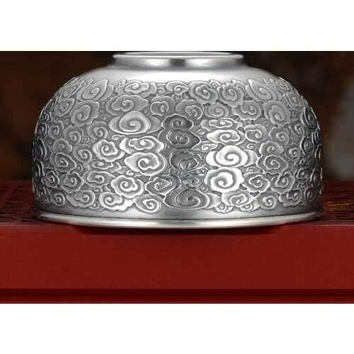 Sterling Silver 999 Xiangyun Vintage Silver Bowl Double Household Childrens Silver Tableware Gift or Personal Use About 205g