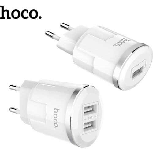 Hoco Dual Port EU Charger For iPhone 12 2.4A Charging Adapter Portable WallCharger For Samsung Xiaomi Huawei Singal Port Charger