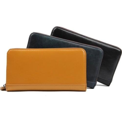 Ladies Standard Organizer Zipper Money Wallet Bag Real Leather 2021 Women Long Money Clips Credit ID Card Holders Wallets