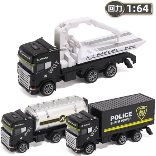 1:64 Scale Simulation Alloy Diecast Police Rescue Vehicle Pull Back Kids Car Model Truck Toy Birthday Gift for Children Boy S020