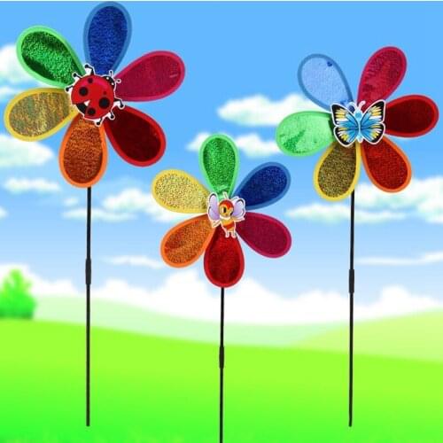 1Set Lovely Colorful Rainbow Dazy Flower Spinner Wind Windmill Home Garden Yard Kids Outdoor Toys