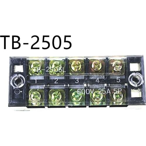 10Pcs TB-2505 600V 25A Dual Row 5 Position Terminal Blocks Barrier