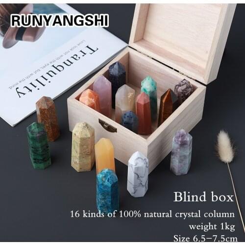 Blind box 100% 16pcs/box Natural crystal column Healing wand Aura crystal Random material for Childrens teaching collection