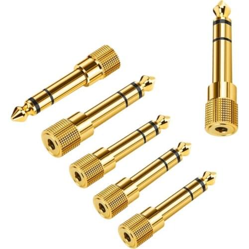 100PCS 1/4 Inch TRS 6.35mm Male to 3.5mm Female Headphone Audio Adapter Amplifier Mixer Guitar Piano Stereo System Convertor