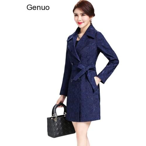 2020 Korean Version Women Turndown Collar Long Trench Coat Windbreaker Plus Size Formal Womens Fashion Oversize Trench 4Xl