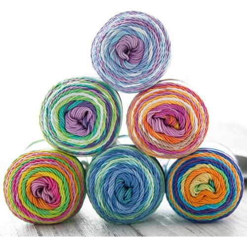 50 Grams/Ball Rainbow Color Knitting Yarn DIY Handmade Dyed Silk Cotton Wool Line Baby Sweater Hat Crochet Yarn For Knitting