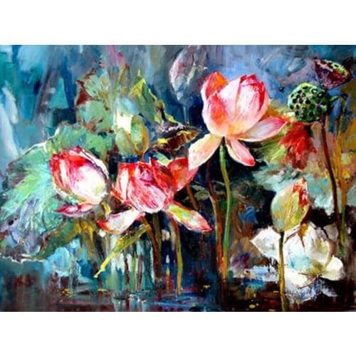 5D diamond painting wall stickers Cross stitch haft diamentowy kit set Full square Cuadros tools Lotus flower colour Mosaic art