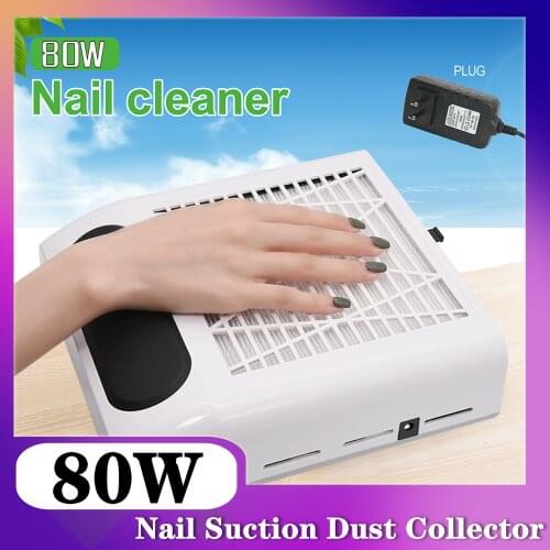 80W White / Pink Nail Dust Collector Nail Suction Fan Nail Dust Vacuum Cleaner Machine Nail Fan Art Salon Tools EU US Plug