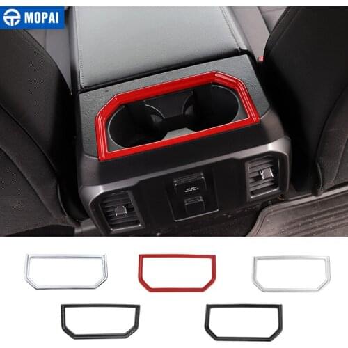 MOPAI ABS Car Interior Armrest Box Cup Holder Decoration Ring Cover Trim Stickers for Ford F150 2016 Up Car Accessories Styling