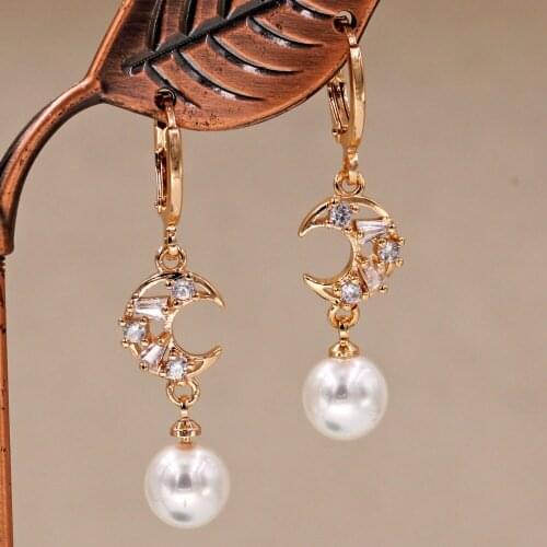 Bohemian Dangle Drop pearl Earrings for Women 's earrings white zircon bow shape Trendy Jewelry Party Wedding accessories Gift
