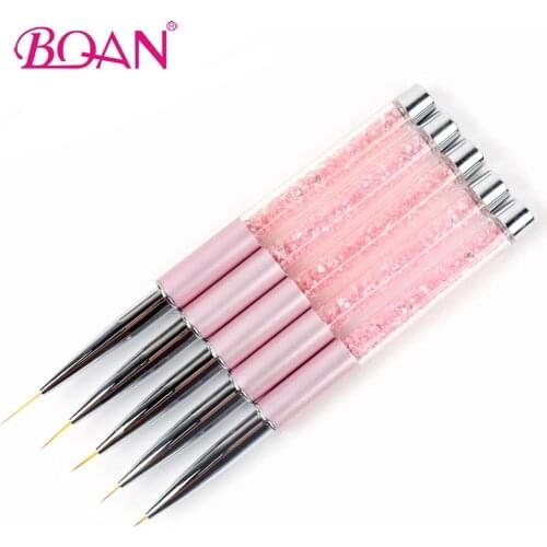 BQAN 1pc 5/7/9/11/12/15mm Rhinestone Nail Liner Brush Powder Carving Painting Flower Design Stripes Lines Manicure Tool DIY Pen
