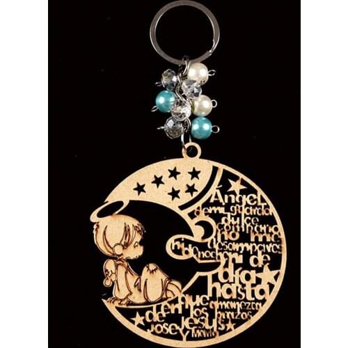 24pcs Baptism Favors Girl baptism first communion party favors wood laser cut keychain ring Recuerdos de Bautizo para nina quinc