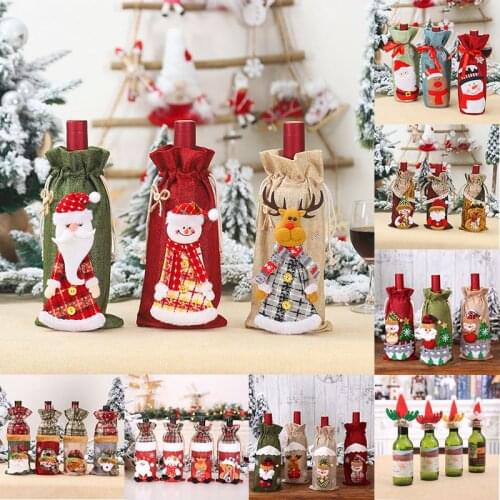 Merry Christmas Wine Bottle Cover Bags Santa Claus Wine Bottle Cover Gift Bag Christmas Dinner Party Xmas Table Decor navidad