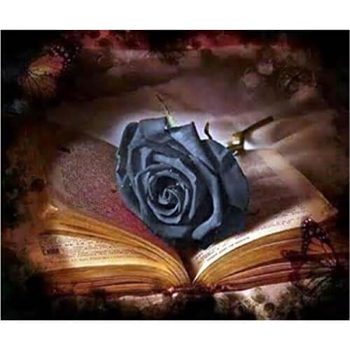 Black rose diamond art painting book mosaic embroidery beauty picture puzzle stones stickers home decor needlework craft diy