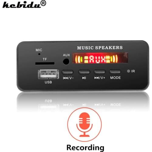 DC 5V-12V Bluetooth V5.0 MP3 WMA Decoder Board Audio Module USB TF FM Radio AUX MP3 Player Handfree For Car Support Recording