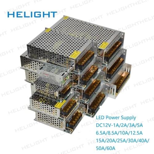 DC12V 1A/2A/3A/5A/6.5A/8.5A/10A/15A/20A/25A/30A/40A/50A/60A Power Switching Power Supply Transformer Adapter AC110-220V
