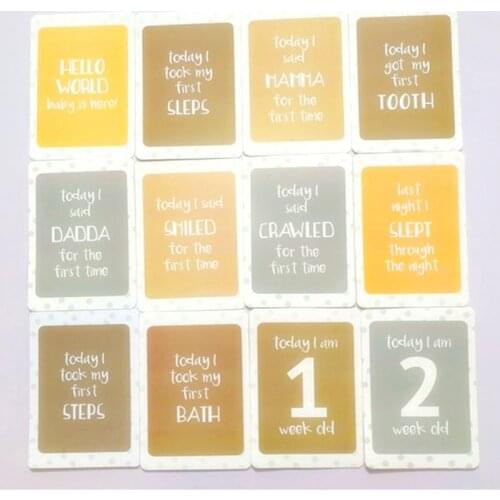 24Pcs/Set For Memory Baby Pregnant Women Monthly Photograph Cards Fun Month Milestone Cards 12.5x17.5cm