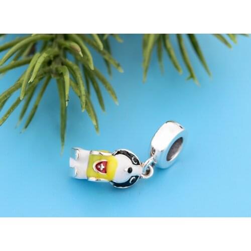 FC Jewelry Fit Original Pandora Charm Bracelet Real 925 Silver Enamel Saint Bernard The Dog Bead For Making Women Berloque 2021