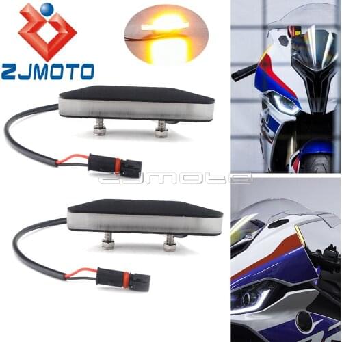 Pair CNC Mirror Block Off LED Turn Signals Light For BMW S1000RR 2020-Present Amber Motorcycle Two Side Indicator Light Blinker