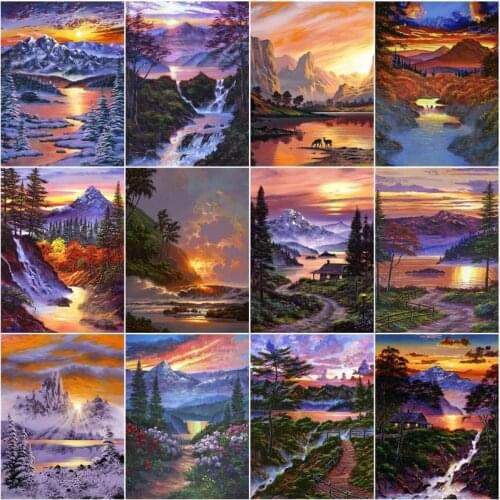 GATYZTORY Painting By Numbers Setting Sun DIY For Adult Children Painting By Numbers Wall Art Acrylic Painting For Home Decor