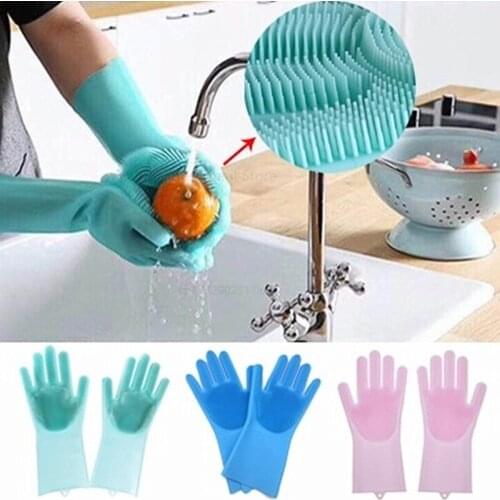 Hot Sale Magic Silicone Dishwashing Scrubber Dishes Washing Sponge Rubber Gloves Housekeeping Kitchen Cleaning Tool