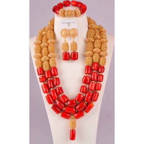 Red coral jewelry set 21-4