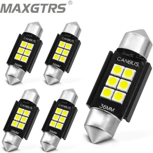 5X 31 36 39 41mm C5W 3030 LED 6SMD Car Festoon Dome Interior Reading Light Map Lamp Bulb DC12V/24V Canbus Error Free