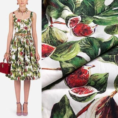 100X145cm Fig green plant fruit Printed Cotton Fabric For Woman Summer Dress Blouse Tissu Tela Хлопок материал DIY Sewing