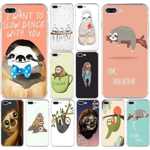 141H retro social Sloths with rose Soft TPU Silicone Cover Case For Apple iPhone 6 6s 7 8 plus Case