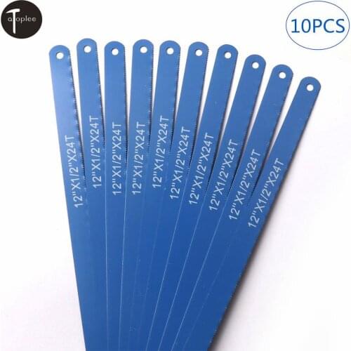 10Pcs Carbon Steel 12 Inch 24T 300mm Hacksaw Blades Metalworking Saw Blades for Cutting Metal DIY Hand Tools