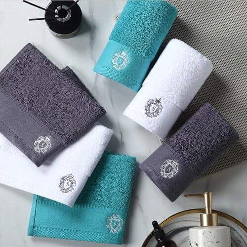100% Pakistan Cotton Satin Face Towel Adults Baby Hand Embroidered Luxury Crown Hand Face Bathroom Towel Set Beach Towel 2022