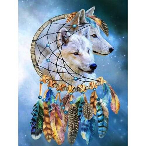 White wolves Cross Stitch Embroidery Kits scenery Cotton Thread Painting Diy Needlework Dmc New Year Home Christmas Gift