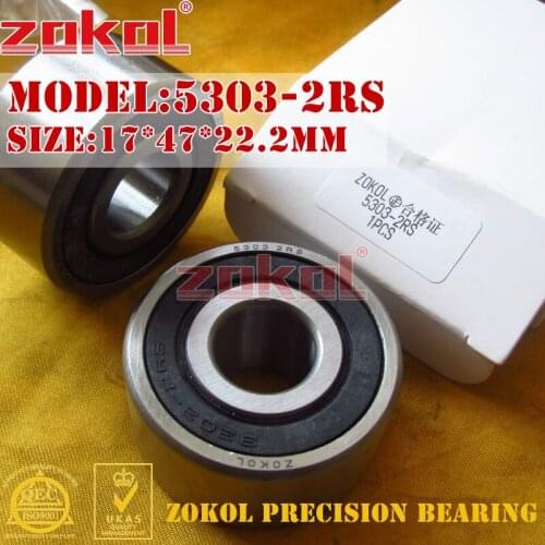 ZOKOL bearing 5303 2RS 3303 2RZ (3056303) Axial Angular Contact Ball Bearing 17*47*22.2mm