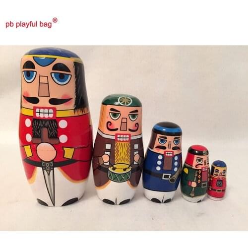 PB Playful bag Five story Nutcracker humanoid dolls funny wooden suit toy crafts decoration Valentines Day gift HG05