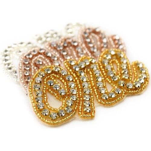 Popular Lovely One Applique Rhinestone Applique Beaded Letter Patches For DIY Accessory WRA-800