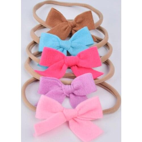 Baby Girls Bows Headband 5pcs/set Stretchy Nylon Headbands for Girls Cute Felt Bows Headband Set Kids Hair Accessories