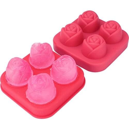 Freeze Mold- Uarter 4 Grids Rose Shaped Creative Tray Eco-friendly Ice Maker Ice Cream Ice Cube Maker Mold Ice Tray Maker Tool