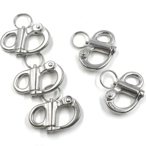 304 Stainless Steel 50mm Hard Silver Rigging Sailing Fixed Bail Snap Shackle, a pack of 5