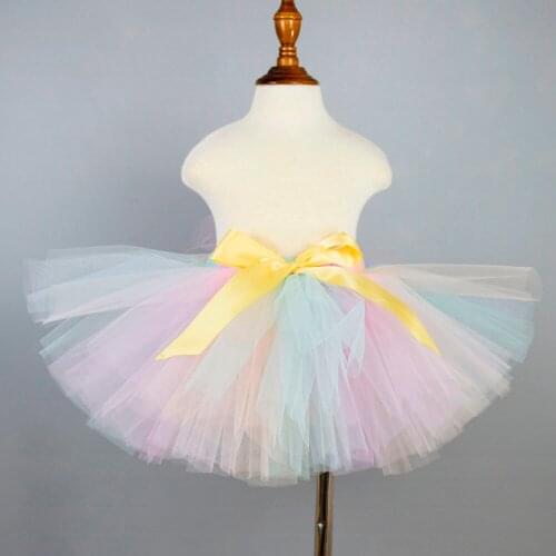 Unicorn Fluffy Tutu Skirt for Girls Pastel Rainbow Tutus Baby Birthday Party Skirt Kids Halloween Unicorn Costume 0-12Y