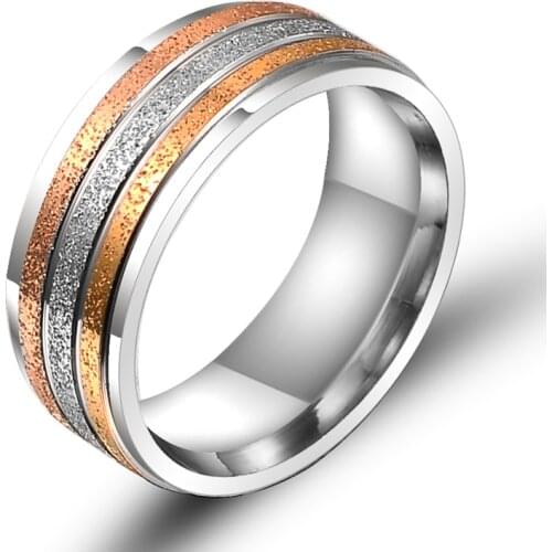 QianBei Stainless Steel Rings For Women Three Colors Lines Trendy Wedding Rings Fashion For Women Party Jewelry