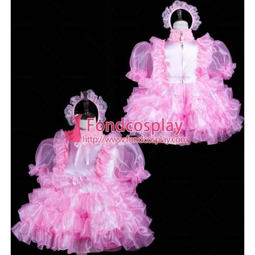Sissy maid satin dress lockable Uniform cosplay costume Tailor-made[G2409]