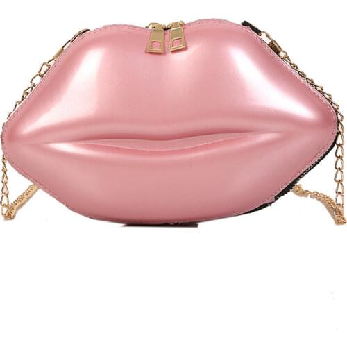 Sexy Lips Style Fashion Pu Ladies Day Clutch Bag Chain Purse Shoulder Bag Handbag Womens Crossbody Mini Messenger Bag