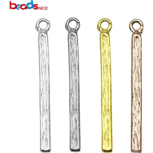925 Sterling Silver Rectangular Earring Charm Bar Drop Thick Simple Medium Bar pendant Jewelry Necklace Findings ID 36296