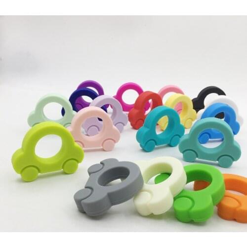 Silicone Teething Car Shape Dots Silicone Teether And Natural Car Shaped Nursing Necklace DIY Crafts For Mommy Baby Teether 10pc