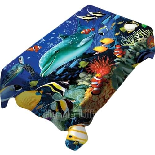 Marine Culture Of The Undersea World Design Patterns Tablecloth For Picnic Kitchen Dinner Table Decor