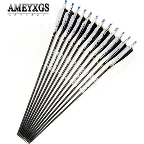 12pcs Spine 500 Carbon Arrow 31.5inch Arrow Shaft With Replaceable Arrowhead Outdoor Hunting Archery Shooting Accessories
