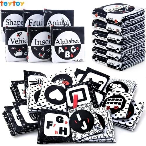 Teytoy My First Book, Nontoxic Fabric Baby Activity Montessori Book Soft Black and White Educational Books Toys for Infants